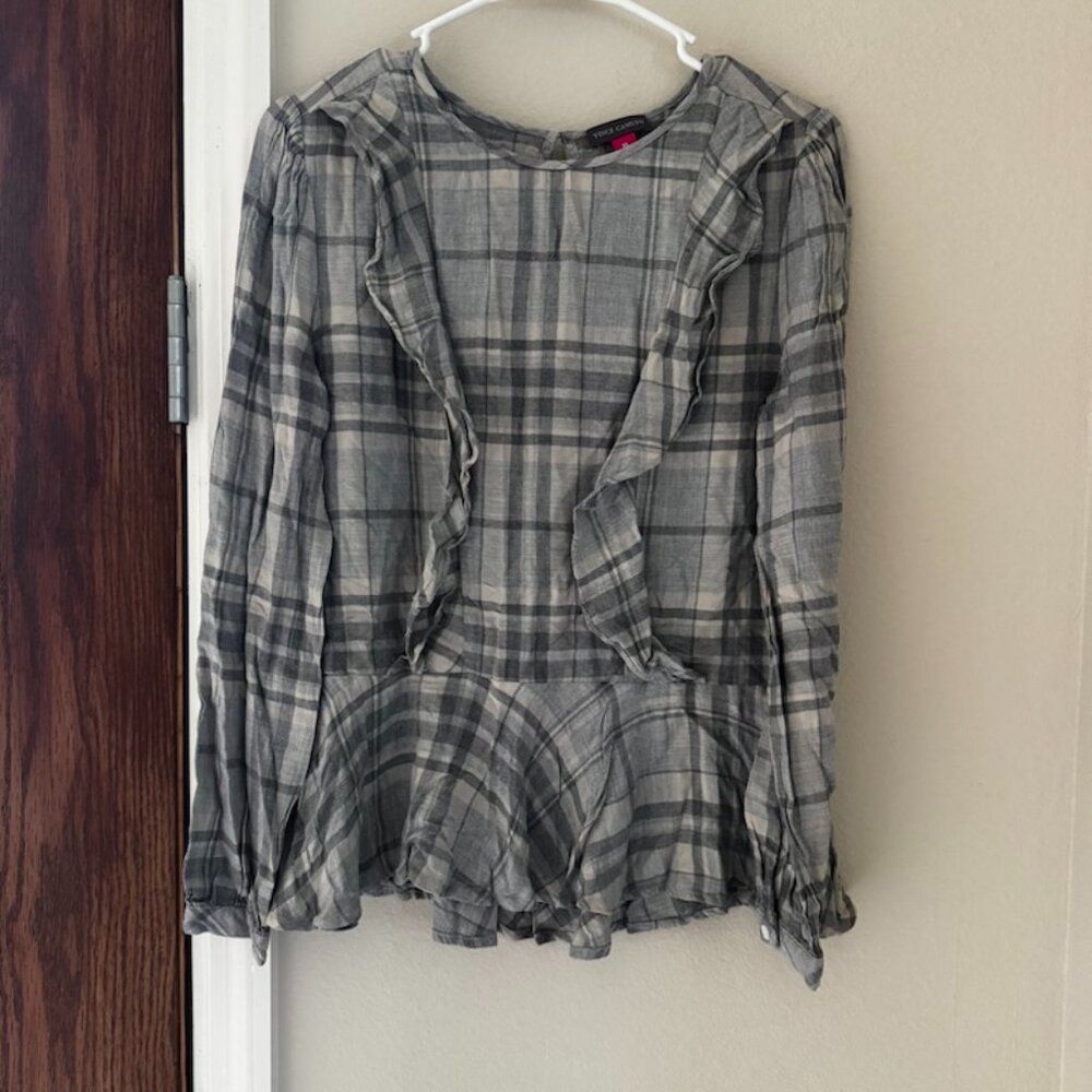 Vince Camuto Plaid Peplum Blouse